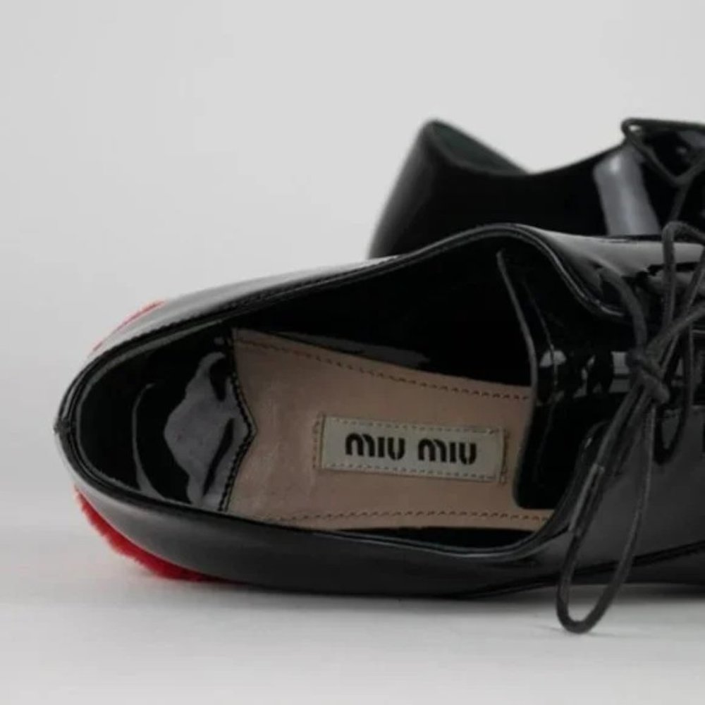 Miu Miu Shearling Heel Oxfords - Picture 8 of 9